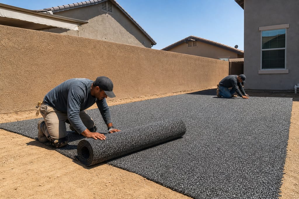 Shock pad installation photo