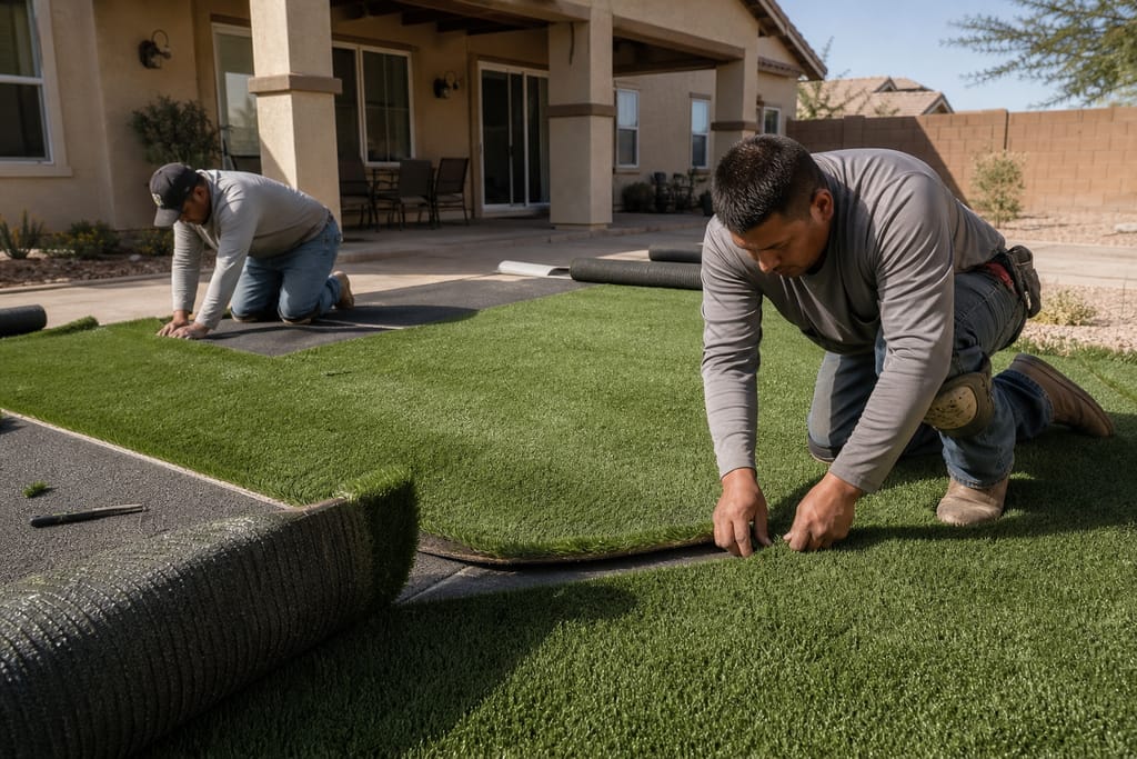 Turf rolling and trimming photo