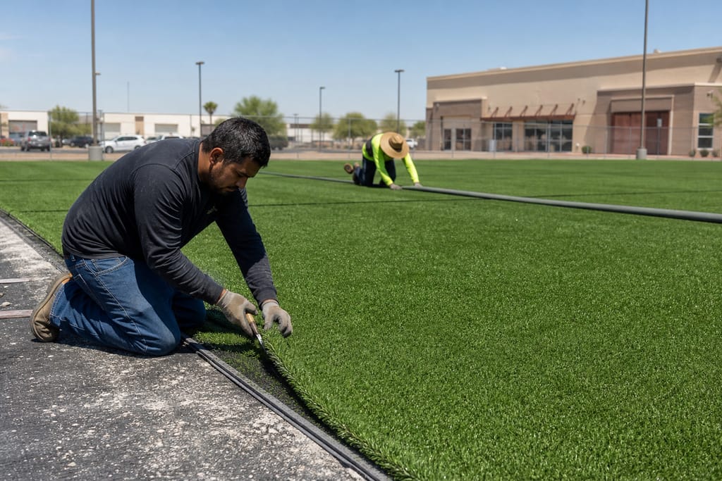 Field turf installation photo